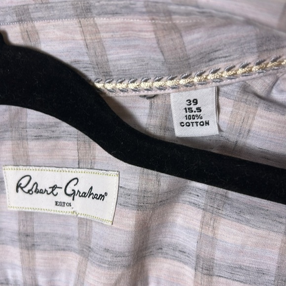 Robert Graham men checkered shirt 15.5” cotton , long sleeve , - Picture 6 of 13